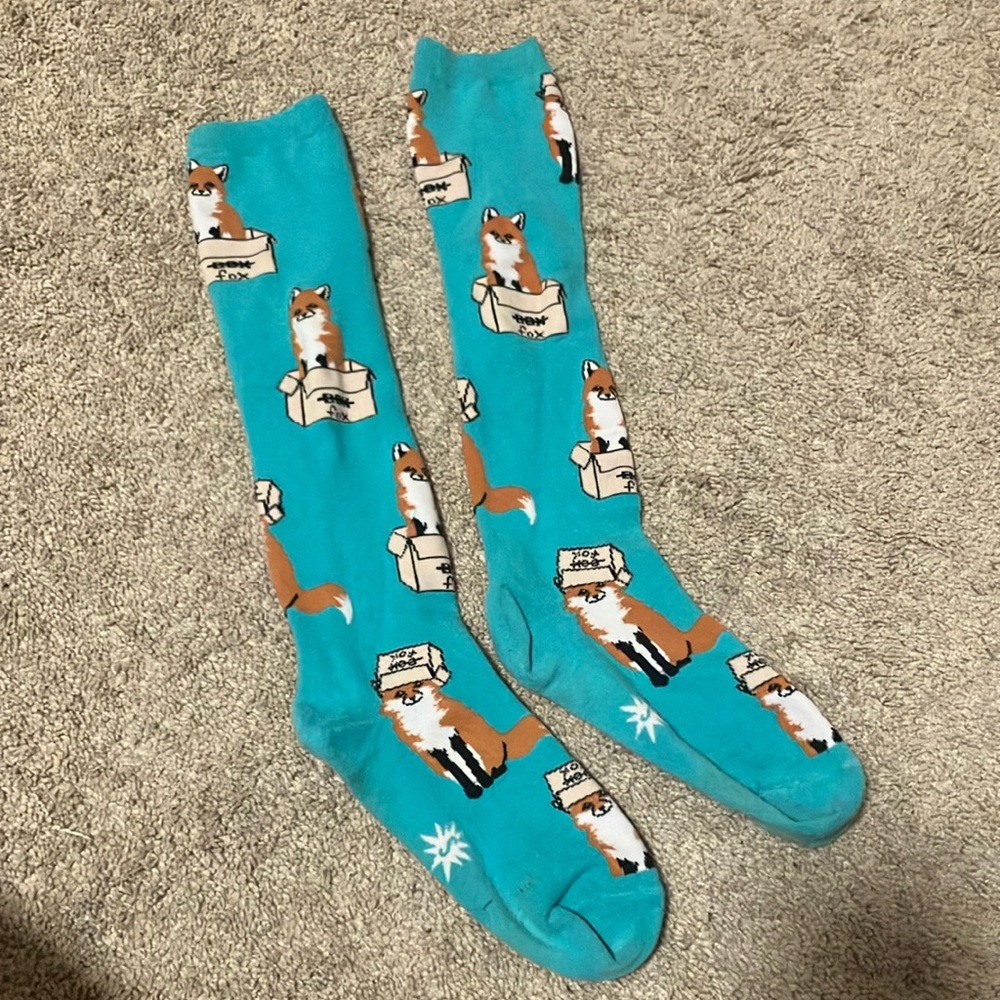 Knee high “Fox in a box” socks